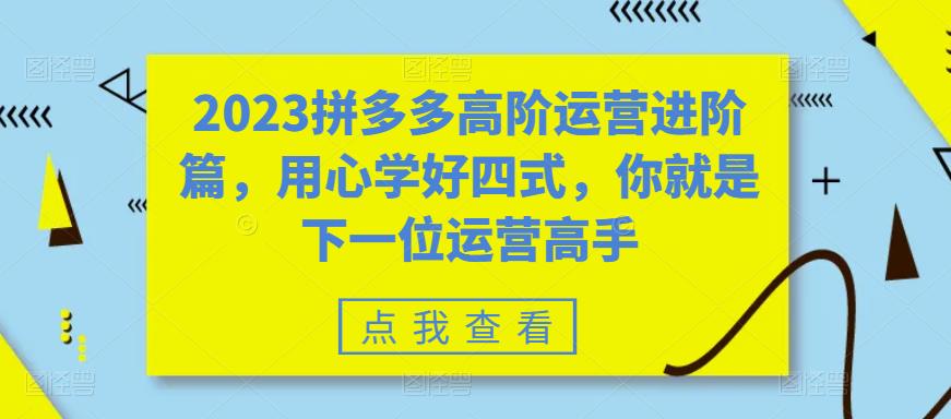 2023拼多多高阶运营进阶篇，用心学好四式，你就是下一位运营高手-大兵轻创资源库