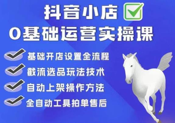 白马电商·0基础抖店运营实操课，基础开店设置全流程，截流选品玩法技术-大兵轻创资源库