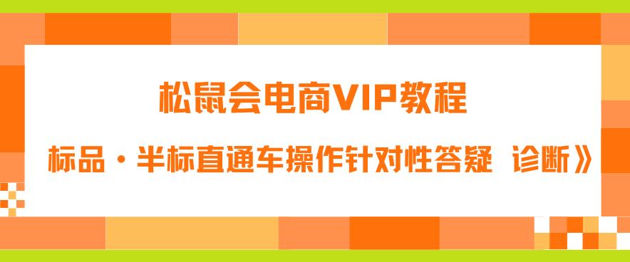 松鼠会电商VIP教程：松鼠《付费推广标品·半标直通车操作针对性答疑&诊断》-大兵轻创资源库