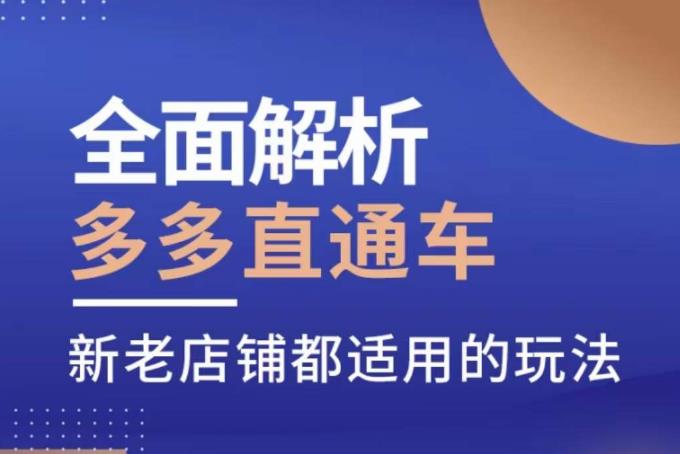 全面解析多多直通车，​新老店铺都适用的玩法-大兵轻创资源库
