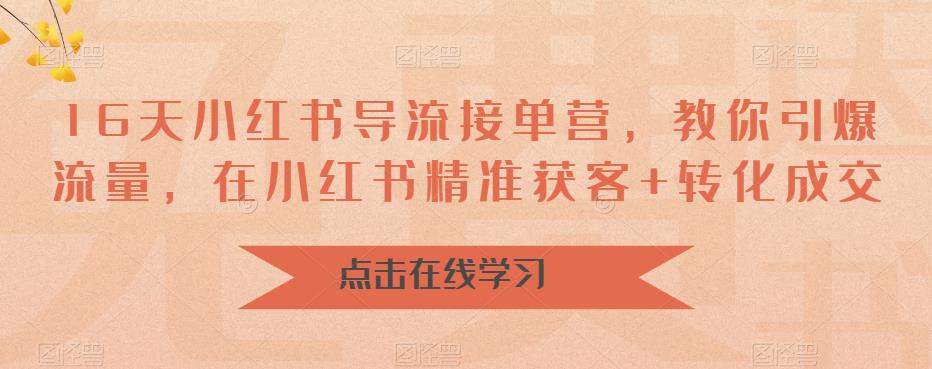 16天小红书导流接单营，教你引爆流量，在小红书精准获客+转化成交-大兵轻创资源库