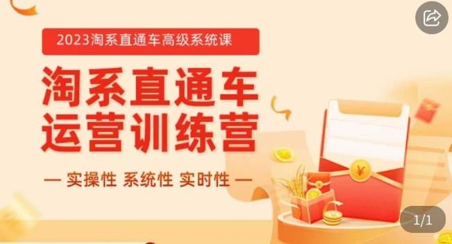 冠东·2023淘系直通车高级系统课，​实操性，系统性，实时性，直通车完整体系教学-大兵轻创资源库