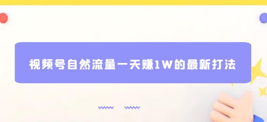 视频号自然流量一天赚1W的最新打法，基本0投资【揭秘】-大兵轻创资源库
