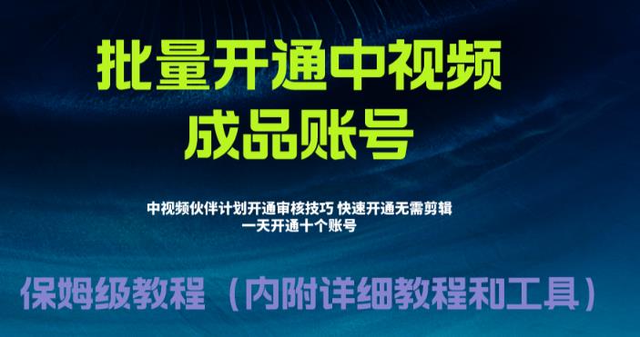 外面收费1980的暴力开通中视频计划教程，内附详细的快速通过中视频伙伴计划的办法-大兵轻创资源库