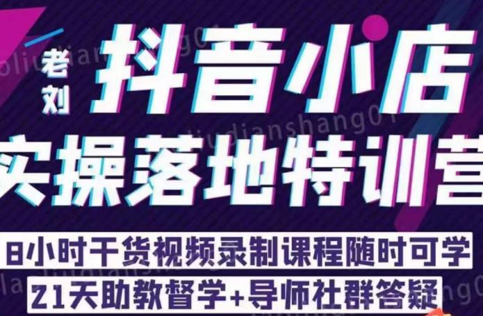 老刘·抖店商品卡流量，​抖音小店实操落地特训营，8小时干货视频录制课程随时可学-大兵轻创资源库