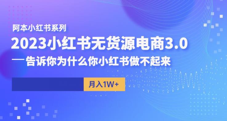 阿本小红书无货源电商3.0，告诉你为什么你小红书做不起来-大兵轻创资源库