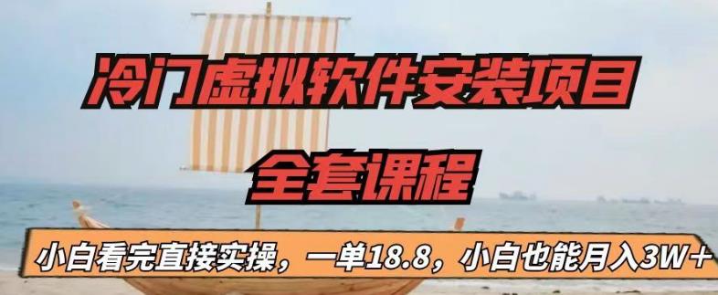 冷门虚拟软件安装项目，一单18.8，小白也能月入3W＋【揭秘】-大兵轻创资源库
