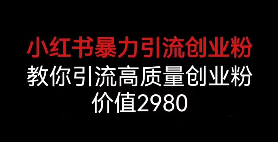 小红书暴力引流创业粉，教你引流高质量创业粉，价值2980【揭秘】-大兵轻创资源库