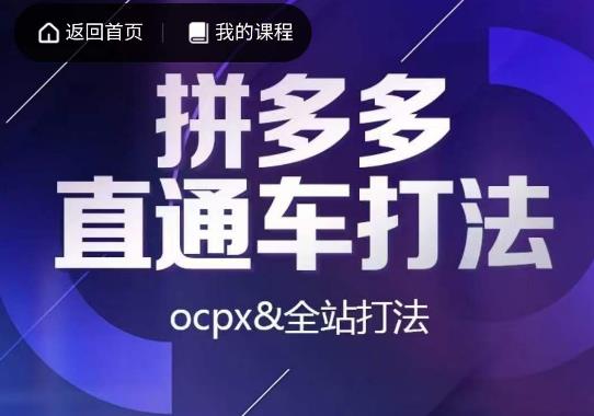 互力·拼多多直通车打法，ocpx&全站打法-大兵轻创资源库