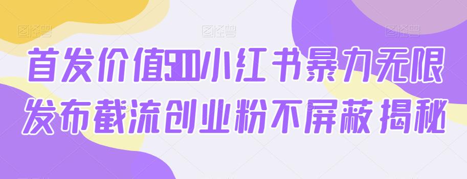 首发价值5100小红书暴力无限发布截流创业粉不屏蔽揭秘-大兵轻创资源库