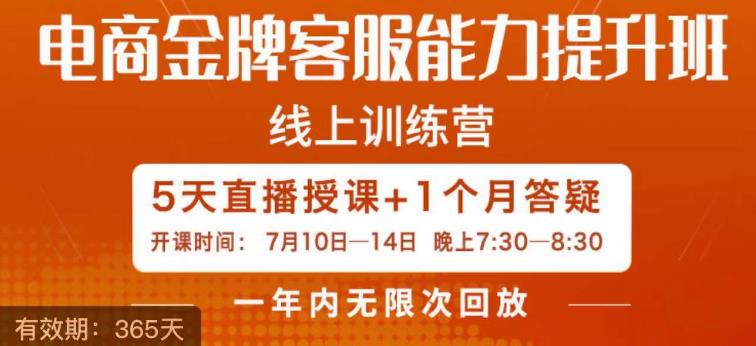 电商金牌客服能力提升班，提升客服能力是你店铺业绩的关键要素-大兵轻创资源库