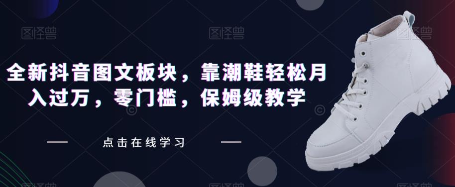 全新抖音图文板块，靠潮鞋轻松月入过万，零门槛，保姆级教学【揭秘】-大兵轻创资源库