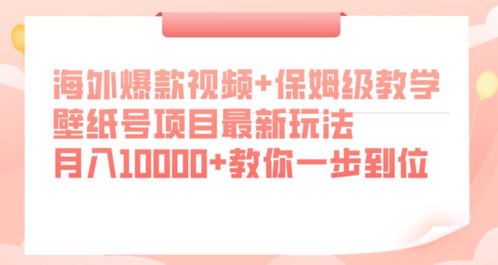 海外爆款视频+保姆级教学，壁纸号项目最新玩法，月入10000+教你一步到位【揭秘】-大兵轻创资源库