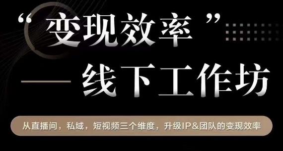 变现效率线下工作坊，从‮播直‬间、私域、‮视短‬频‮个三‬维度，升级IP和团队变现效率-大兵轻创资源库