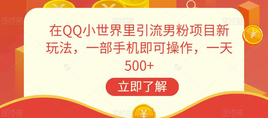 在QQ小世界里引流男粉项目新玩法，一部手机即可操作，一天500+【揭秘】-大兵轻创资源库