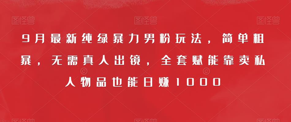 9月最新纯绿暴力男粉玩法，简单粗暴，无需真人出镜，全套赋能靠卖私人物品也能日赚1000-大兵轻创资源库