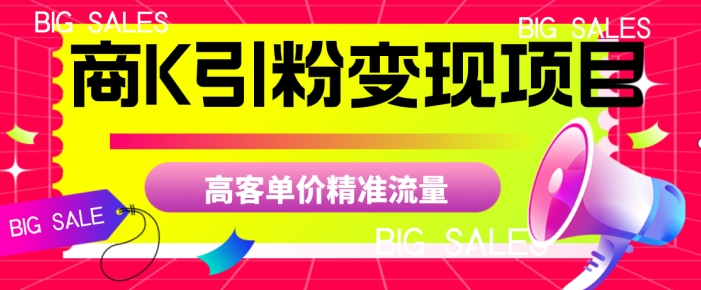 商K引粉变现项目，高客单价精准流量【揭秘】-大兵轻创资源库