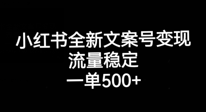 小红书全新文案号变现，流量稳定，一单收入500+-大兵轻创资源库