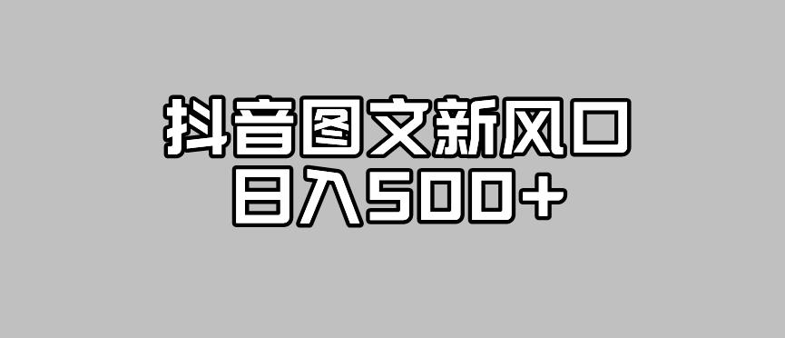 抖音图文最新风口，流量扶持非常高，日入500+【揭秘】-大兵轻创资源库