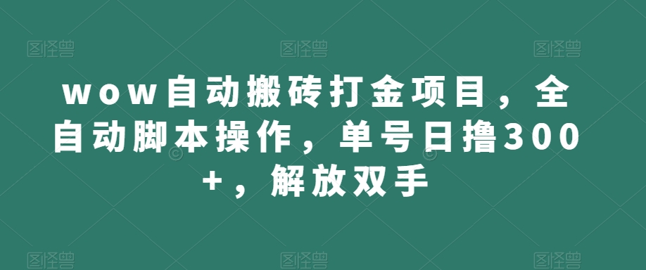 wow自动搬砖打金项目，全自动脚本操作，单号日撸300+，解放双手【揭秘】-大兵轻创资源库