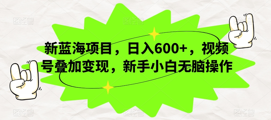 新蓝海项目，日入600+，视频号叠加变现，新手小白无脑操作【揭秘】-大兵轻创资源库