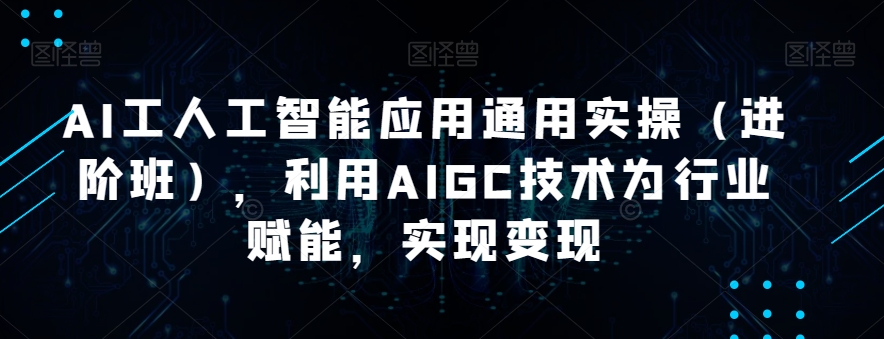 AI工人工智能应用通用实操（进阶班），利用AIGC技术为行业赋能，实现变现-大兵轻创资源库