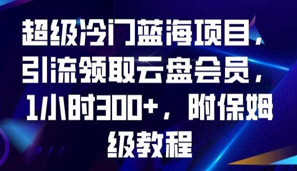 超级冷门蓝海项目，引流领取云盘会员，1小时300+，附保姆级教程-大兵轻创资源库