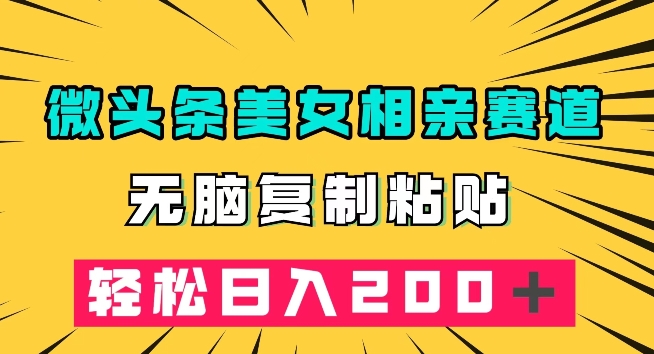 微头条冷门美女相亲赛道，无脑复制粘贴，轻松日入200＋【揭秘】-大兵轻创资源库