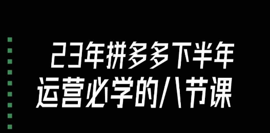 大牙·23年下半年拼多多运营必学的八节课（18节完整）-大兵轻创资源库