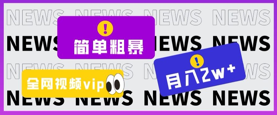 简单粗暴零成本，高回报，全网视频VIP掘金项目，月入2万＋【揭秘】-大兵轻创资源库