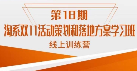 南掌柜·淘系双11活动策划和落地方案线上课18期-大兵轻创资源库