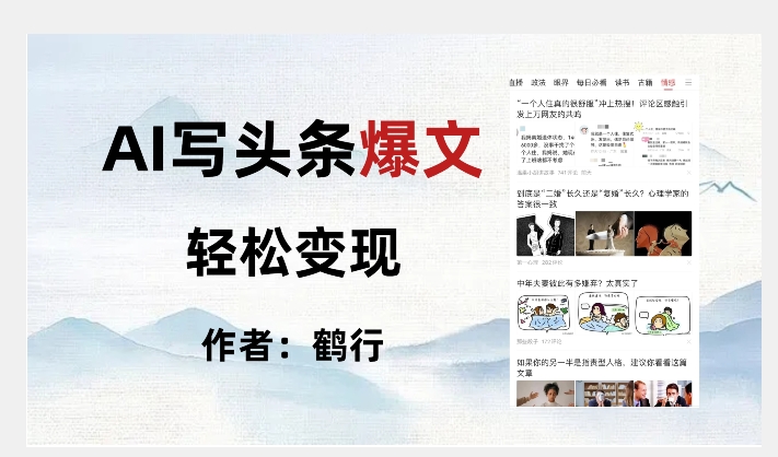 暴力拆解AI写头条爆文，轻松日入500+-大兵轻创资源库