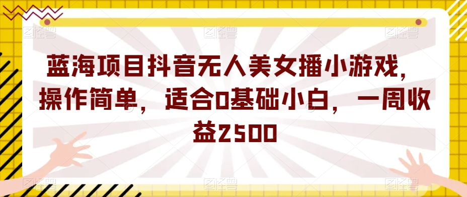 蓝海项目抖音无人美女播小游戏，操作简单，适合0基础小白，一周收益2500【揭秘】-大兵轻创资源库