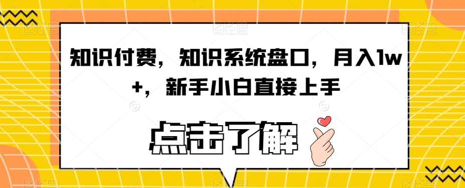 知识付费，知识系统盘口，月入1w+，新手小白直接上手-大兵轻创资源库