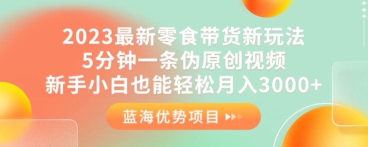 2023最新零食带货新玩法，5分钟一条伪原创视频，新手小白也能轻松月入3000+【揭秘】-大兵轻创资源库