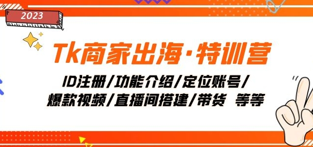 Tk商家出海·特训营：ID注册/功能介绍/定位账号/爆款视频/直播间搭建/带货-大兵轻创资源库