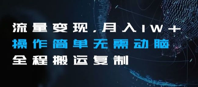 流量变现，月入1W+操作简单无需动脑全程搬运复制【揭秘】-大兵轻创资源库
