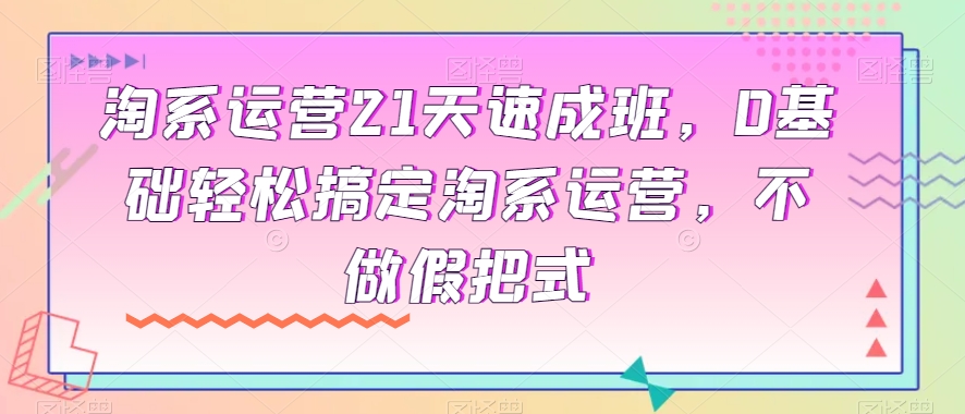 淘系运营21天速成班，0基础轻松搞定淘系运营，不做假把式-大兵轻创资源库