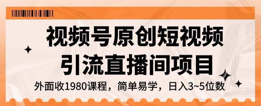 视频号原创短视频引流直播间项目，日入3~5五位数【揭秘】-大兵轻创资源库