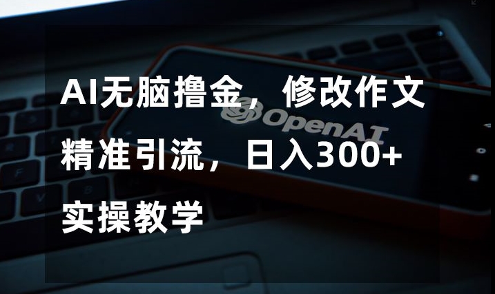 AI无脑撸金，修改作文精准引流，日入300+，实操教学【揭秘】-大兵轻创资源库