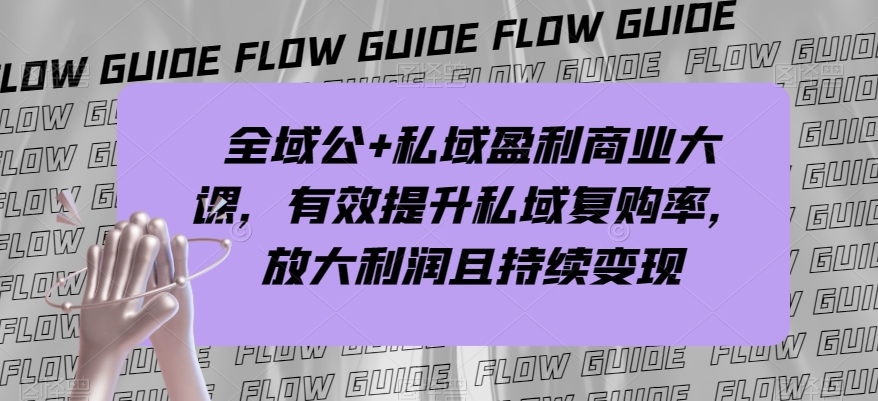 全域公+私域盈利商业大课，有效提升私域复购率，放大利润且持续变现-大兵轻创资源库