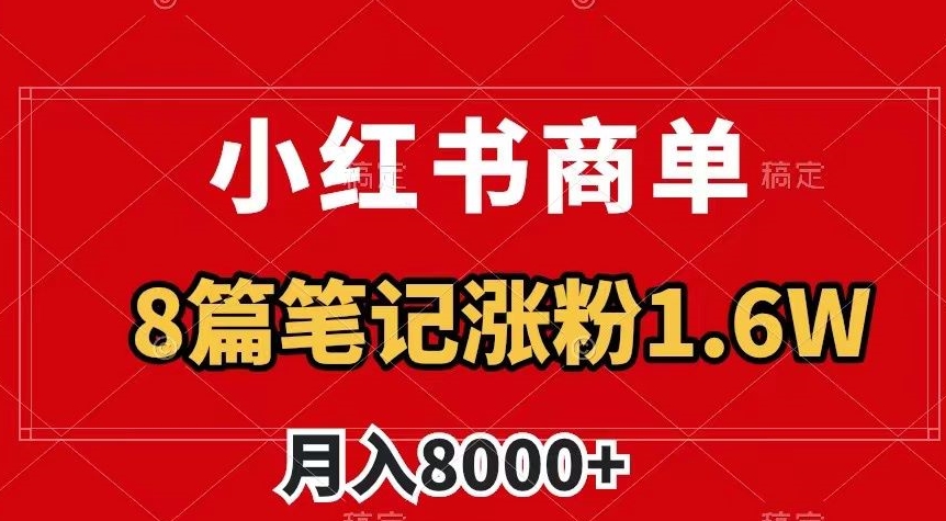 小红书商单最新玩法，8篇笔记涨粉1.6w，作品制作简单，月入8000+【揭秘】-大兵轻创资源库