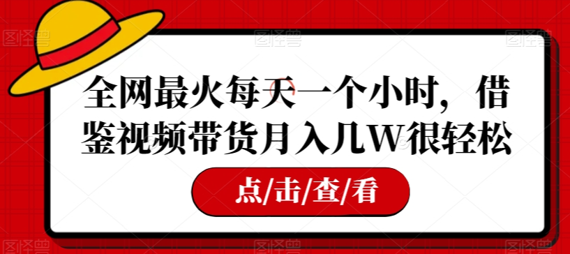全网最火每天一个小时，借鉴视频带货月入几W很轻松【揭秘】-大兵轻创资源库