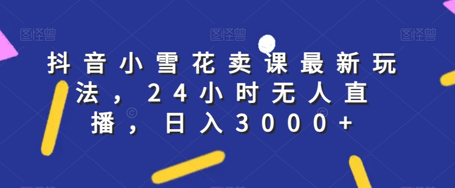 抖音小雪花卖课最新玩法，24小时无人直播，日入3000+【揭秘】-大兵轻创资源库