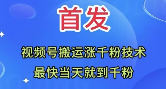 全网首发：视频号无脑搬运涨千粉技术，最快当天到千粉【揭秘】-大兵轻创资源库