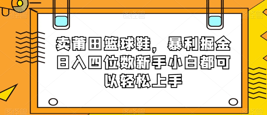 卖莆田篮球鞋，暴利掘金日入四位数新手小白都可以轻松上手【揭秘】-大兵轻创资源库
