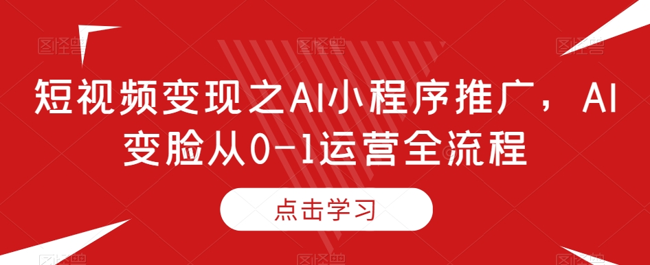 短视频变现之AI小程序推广，AI变脸从0-1运营全流程-大兵轻创资源库