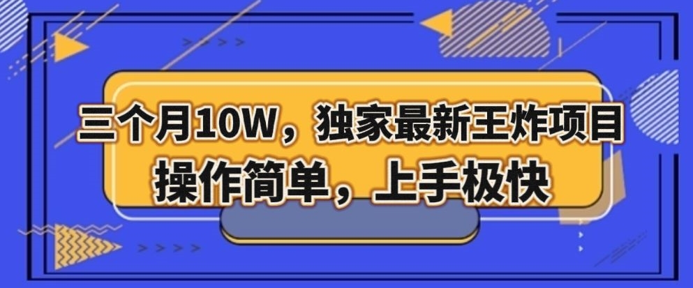 三个月10W，独家最新王炸项目！操作简单，上手极快【揭秘】-大兵轻创资源库