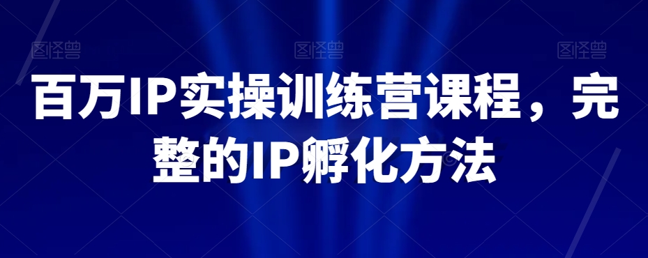 百万IP实操训练营课程，完整的IP孵化方法-大兵轻创资源库