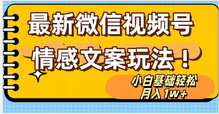 微信视频号情感文案最新玩法，小白轻松月入1万+无脑搬运【揭秘】-大兵轻创资源库